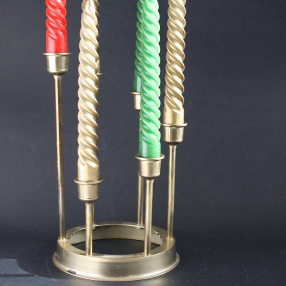 Vintage Brass Multi candle holder Centerpiece Holidays Dramatic Home Decor - Picture 4 of 4